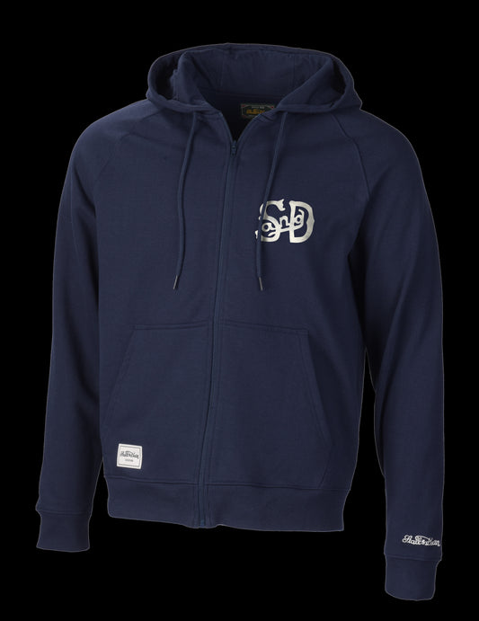 Stall and Dean Vintage Fleece - Navy Full Zip Hoodie